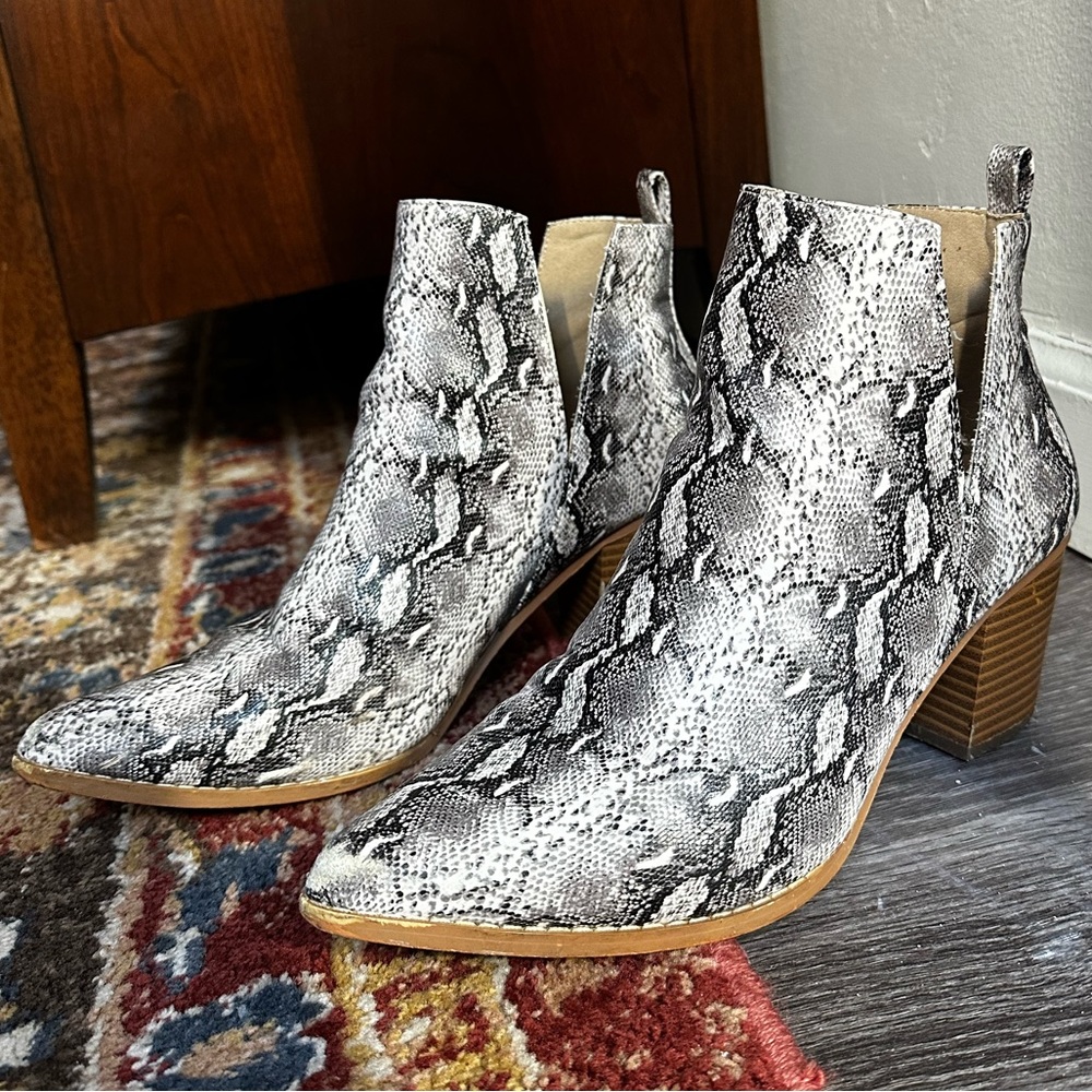 Grey Snakeskin Ankle Boots